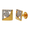 SQUARE CASTING FASHION STUD WITH WHITE STONE